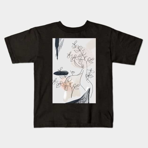 Woman outline painting sensual print Kids T-Shirt by szymonabramek